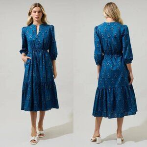 NWOT Sugarlips Gardena Floral Zinnia Split Neck Midi Dress - Size 3X